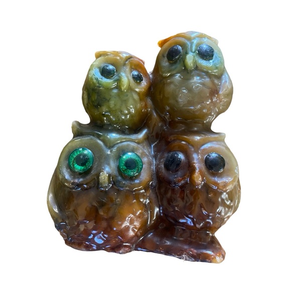 VTG Retro GROOVY 70s Avacodo/Orange Stacked Owl HALLOWEEN Wax Candle - Picture 2 of 9